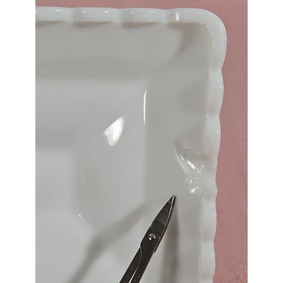 Westmoreland Milk Glass Footed Pedestal Wedding Box Candy Dish Hand Painted 10” - Picture 11 of 16